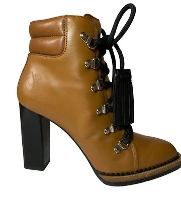 Botines Tods de cuero con borlas con cordones para mujer talla UE 36,5 EE. UU. 6,5 marrón negro Foto 1 de 4