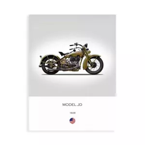 Stampa su Tela su Carta Poster o Quadro Rogan Mark Harley Davidson Model JD 1928 - Foto 1 di 2