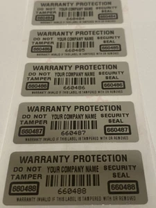 [QTY 1000] CUSTOM PRINTED WARRANTY SECURITY LABELS STICKERS SEALS BARCODE SERIAL - Picture 1 of 2