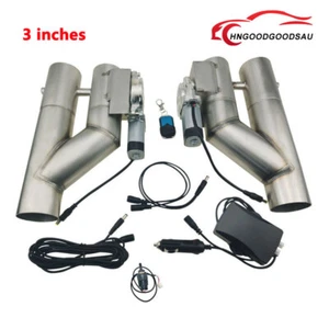 3" Double Electric Exhaust Dual Valve Y Pipe Kit Manual Control & Remote Switch - Picture 1 of 19