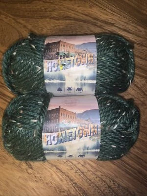 (2) Madejas Marca León Ciudad Natal Hilado Verde Oscuro Riverdale Tweed Acrílico Foto 1 de 2