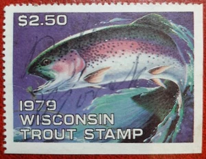 Briefmarke Wisconsin Forellenangeln 1979. Staatliche Steuer. Gebraucht. - Bild 1 von 1
