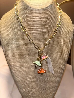Bella Jack gold mushroom charm necklace chain 18" NEW NWT - Image 1 of 4