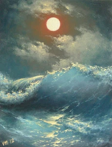 152- 16"x 20" GALLERY WRAP CANVAS GOCLEE PRINT SEASCAPE Caribbean Stormy Night - Picture 1 of 4