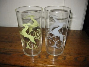 Art Deco Hasel Atlas Gazelle Bar Gläser Becher 2er Set gelb & weiß NEUWERTIG - Bild 1 von 6