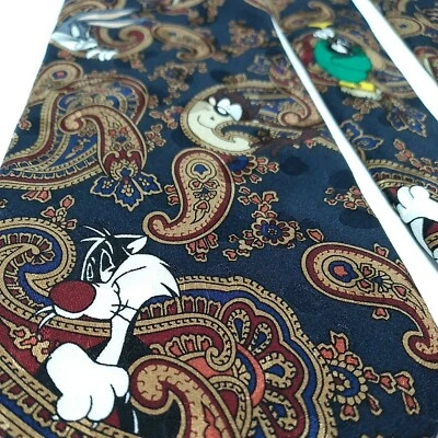 Corbata de seda Looney Tunes Mania para hombre BUGS BUNNY Sylvester Tasmanian Devil  Foto 1 de 4
