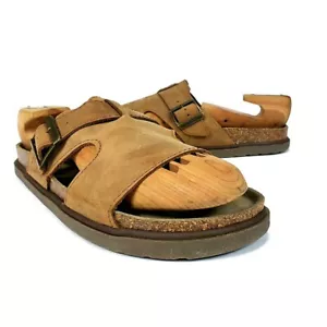 Sandali uomo basso scarpe slide marroni vera pelle misura 12M - Foto 1 di 6
