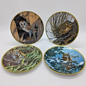 X4 Vintage Spode "Noble Owls of America" Bone China Collectors Plates - Seconds - Picture 1 of 15