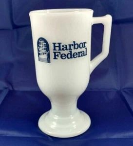 Tazza pubblicitaria VINTAGE Harbor federale vetro latte a piedistallo - Foto 1 di 12