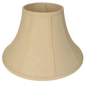 Traditionelle Tischlampe und Stehlampenschirm creme Seidenoptik Stoff Glockenform - Bild 1 von 8