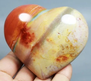 Natural OCEAN JASPER Agate Quartz Crystal Palm Stone Heart shaped Healing - Picture 1 of 7