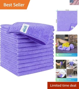 12 Stück lila Mikrofaser Reinigungstücher für kratzfreie Oberflächen - Bild 1 von 8