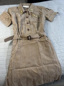 Vintage 1940 Official Girl Scouts Brownie Dress New York Uniform Brown - Picture 1 of 12