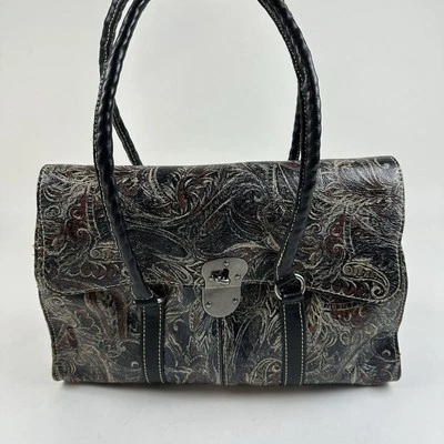 Patricia Nash Vienna Satchel Shoulder Bag Leather Paisley  Pebbled Double Handle - Image 1 of 4
