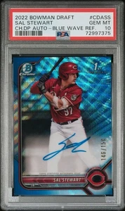 2022 Bowman Draft Chrome 1st Sal Stewart Blue Wave Refractor Auto #/150 PSA 10 - Picture 1 of 3