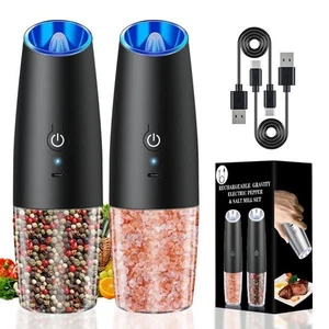 Rechargeable Electric Salt & Pepper Grinder Set with LED Light, Adjustable Mills - Picture 1 of 7