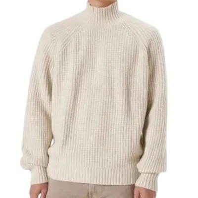 Suéter Abercrombie & Fitch Para Hombres De Gran Tamaño Suave A&F Tejido Cuello Simulado Beige Talla XL Foto 1 de 4
