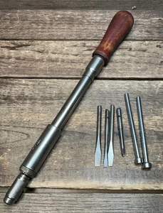 Vintage YANKEE NORTH BROS. NO 31 SPIRAL RATCHET  PUSH PULL SCREWDRIVER W Tips - Picture 1 of 8