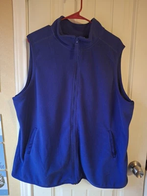 Woman Within Zip-Front Microfleece Vest Blue Size 22/24 - Image 1 of 4