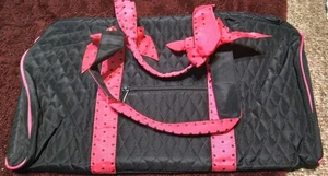 BRAND NEW BELLE VOIR LARGE TRAVEL BLACK & PINK DUFFLE BAG! HIGH QUALITY! - Picture 1 of 4
