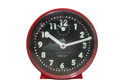 ❤️PETER RUNDER ROTER WECKER REISWECKER  Ø 8,5 CM KUNSTSTOFF FUNKTIONIERT KLASSE - Bild 1 von 4