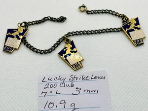 Vintage Signed Sterling Bowling Charm Bracelet - 7"L - 3mmW - 10.9g - Scrap? - Picture 1 of 3