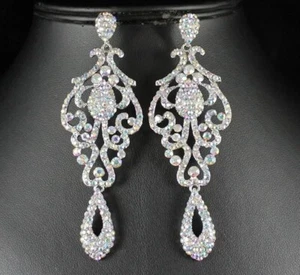 PAGEANT ÖSTERREICHISCHE KRISTALL STRASS CHANDELIER OHRHÄNGER ABSCHLUSSBALL E2090-ABW - Bild 1 von 5