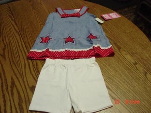 NWT Girls 2 piece Chambray Short Set by Young Hearts - Picture 1 of 3