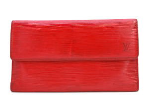 Louis-Vuitton Epi Porte Tresor International Wallet Purse M63387 Red Authentic