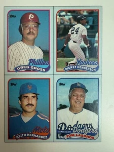 1989 TOPPS BASEBALL BOX BOTTOM RICKEY HENDERSON HERNANDEZ LASORDA GROSS - Bild 1 von 2