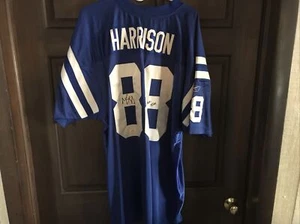 Marvin Harrison SIGNED COLTS Reebok Jersey With 100th Ann. Inscription; JSA - Picture 1 of 6