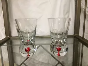 Coppia di bicchieri da tiro in vetro trasparente Di Amore base bolla rossa - Foto 1 di 2