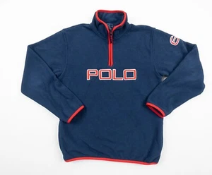 Vintage Polo Ralph Lauren Sweater Kids Large Blue Fleece 1/4 Zip Pullover Youth - Picture 1 of 13