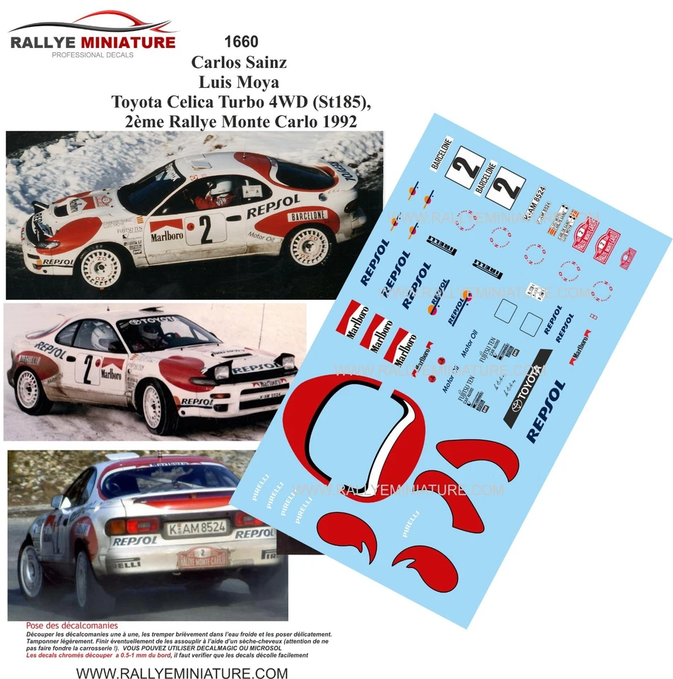 DECALS 1/24 REF 1660 TOYOTA CELICA SAINZ RALLYE MONTE CARLO 1992 WRC RALLY - Bild 1 von 1