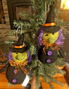 New Transpac Primitive Felt Halloween Witch Ornament - Lot of 2 - Picture 1 of 3