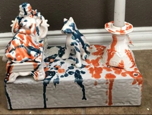 Anthropologie Fauna TAPER CANDLE HOLDER ART Dog Chaise Garden Outdoor Sculpture - Picture 1 of 11
