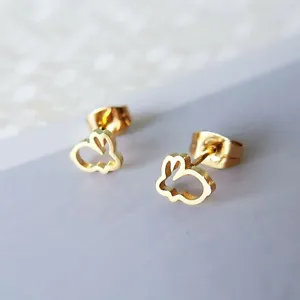 Silver or Gold Plated Easter Bunny Rabbit Studs Earrings Farm Animal Kids  - Picture 1 of 12