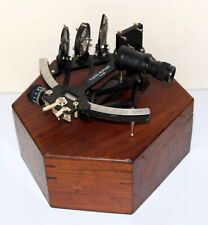 8" Inch Antique Tamaya Working Nautical Sextant Collectible With Wooden Hexa Box