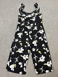 NEW City Chic Jumpsuit XL Black Floral Crepe Flutter Sleeve Wide Leg Crop Formal - Picture 1 of 10