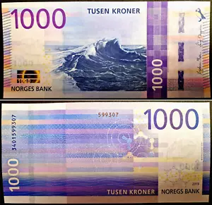 Norway 2019 Banknote SUPERB GEM UNC new 1000 Kroner Paper Money Bone - Picture 1 of 12