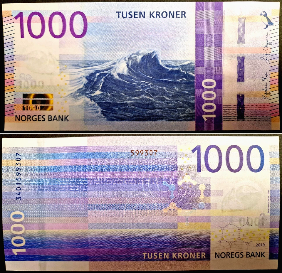 Norway 2019 Banknote SUPERB GEM UNC new 1000 Kroner Paper Money Bone - Image 1 of 4