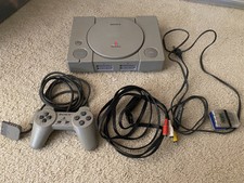 Sony PlayStation 1 Console - Gray, with Controller, cables, and Memory Cards