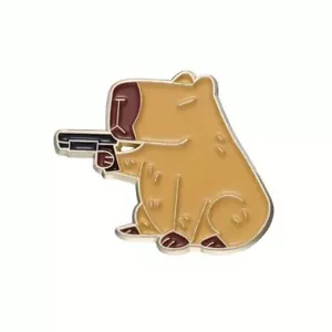 Pin de esmalte Capibara con pistola - Divertido animal violento podría disparar a Ya quién sabe - Imagen 1 de 2