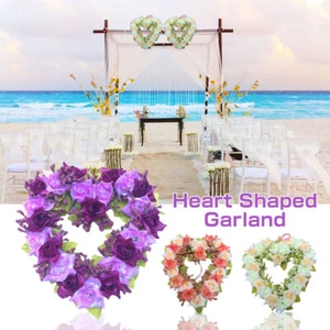 2pcs Artificial Garland Heart Shaped Wreath Wall Hanging Garland Party Decor - Picture 1 of 13