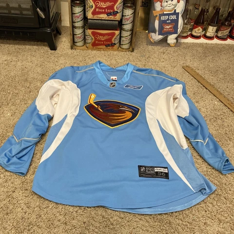 Atlanta Thrashers Baby Blue Reebok NHL Hockey Jersey Player Issued ? Size 56 Cover