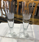 Set Of 2 Toscany Hand Blown Crystal Pilsner Glasses Etched With Clipper Ship
