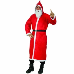 Weihnachtsmann Gr. XL Stoff-Mantel mit Gürtel & Bart Kostüm Nikolaus Weihnachten - Bild 1 von 1