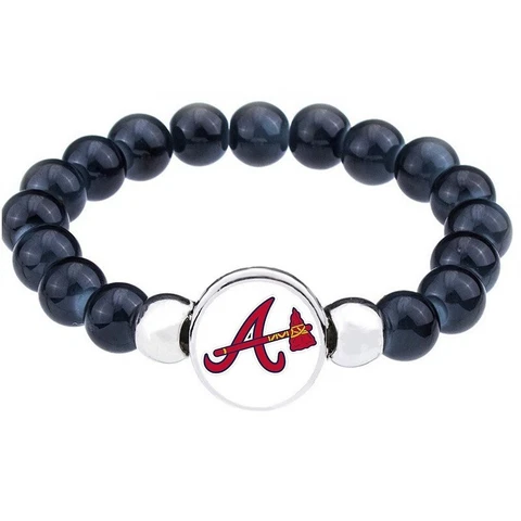 Atlanta Braves Womens Mens Black Beaded Chain Bracelet Jewelry D1 Cover