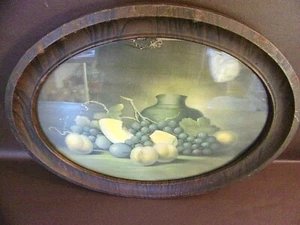 Vintage Still Life Oval Print By Devoe Metal Frame - Picture 1 of 7