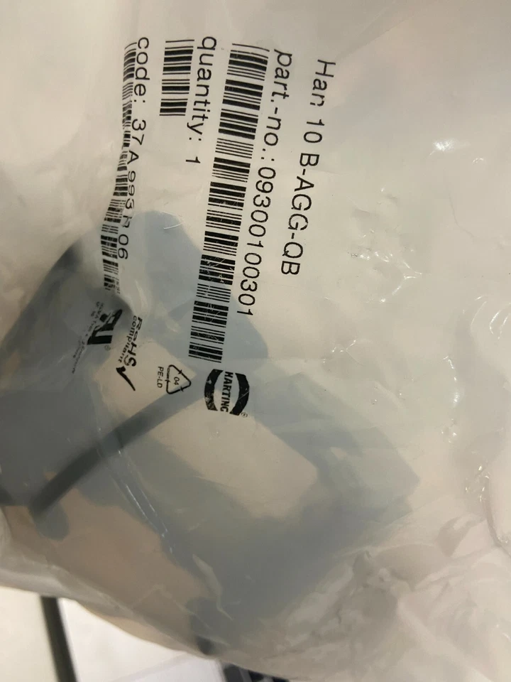 (1) 09300100301 Harting, Han 10 b-agg-qb connector latch with gasket - Image 1 of 1